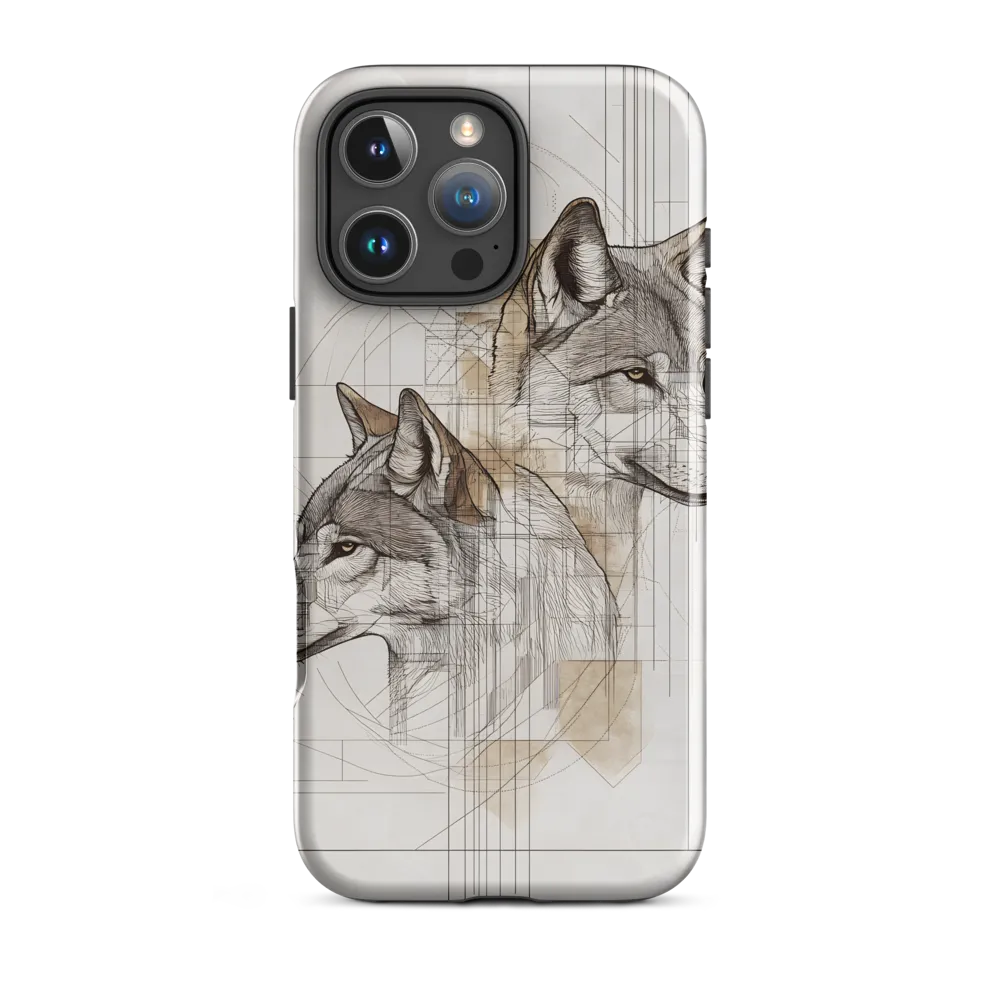 Geometric Harmony: The Essence of Wolves | Phone Case |  16 Pro Max | Tough Case | Glossy