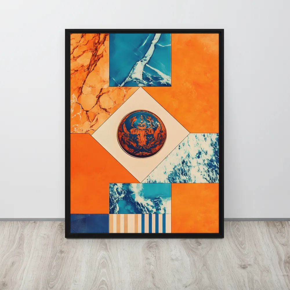 Harmonious Encounters: Abstract Geometry | Canvas with Black Frame | 24″×32″