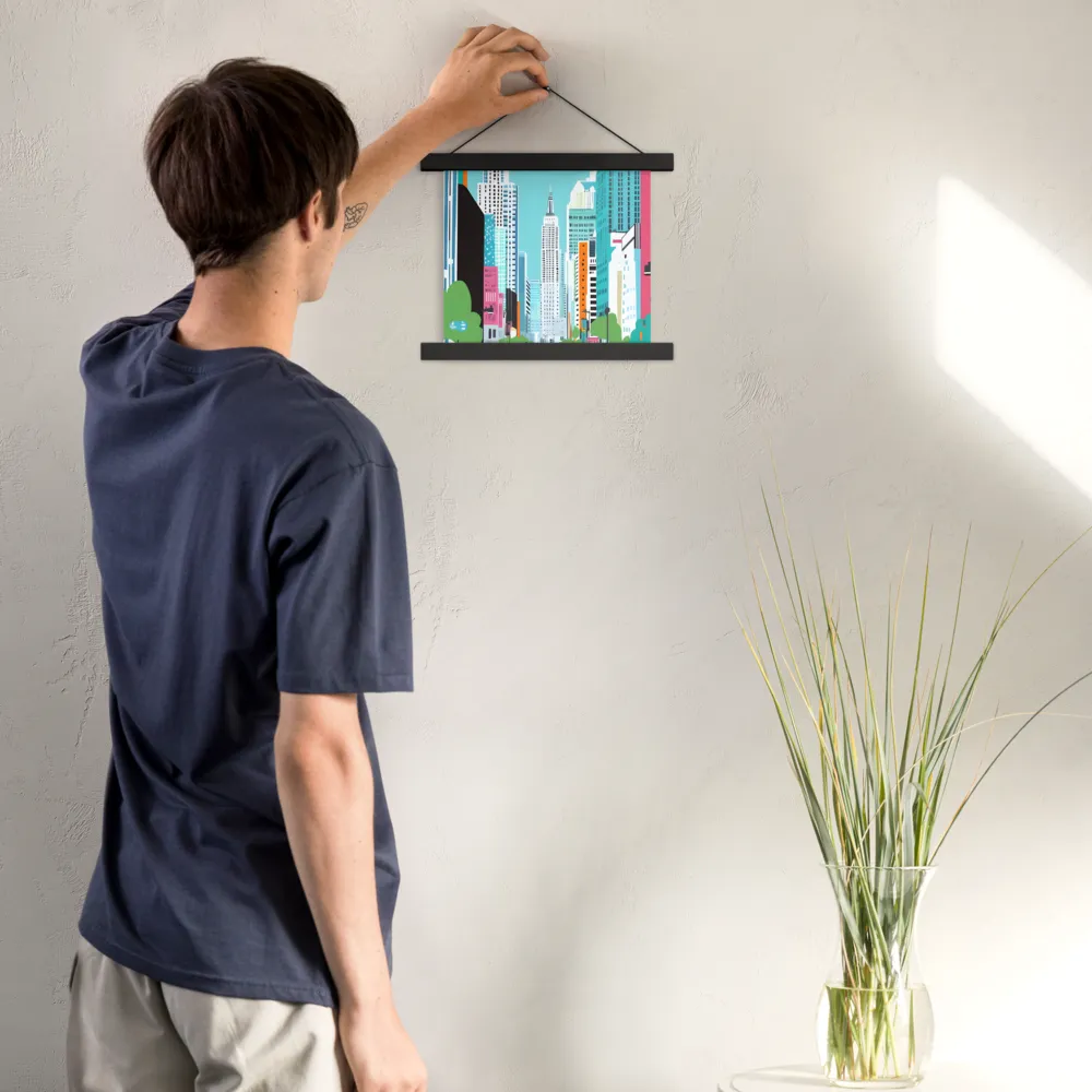 Urban Symphony: A Modern Cityscape | Poster With Black Wood Hanger | 10″×10″