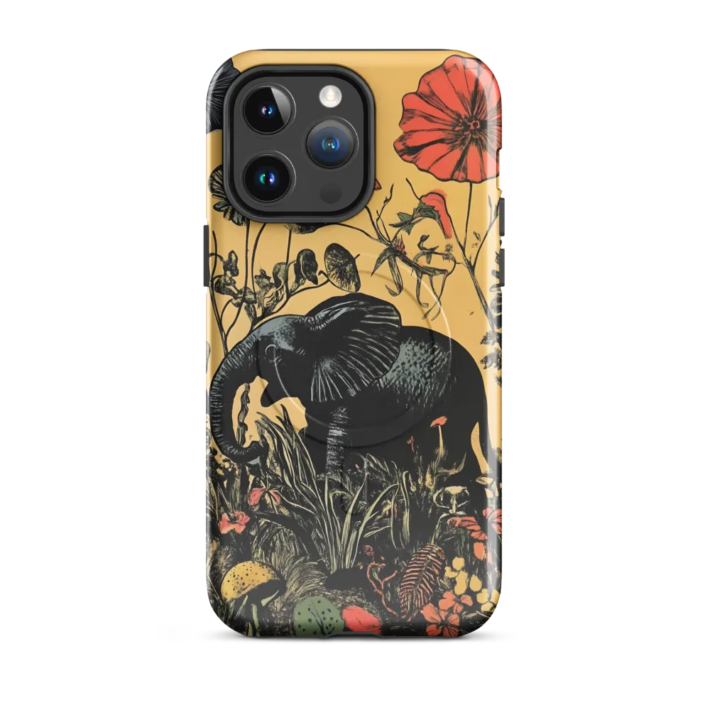 Floral Majesty: The Elephant's Sanctuary | Phone Case |  14 Pro Max | MagSafe® Tough Case | Glossy