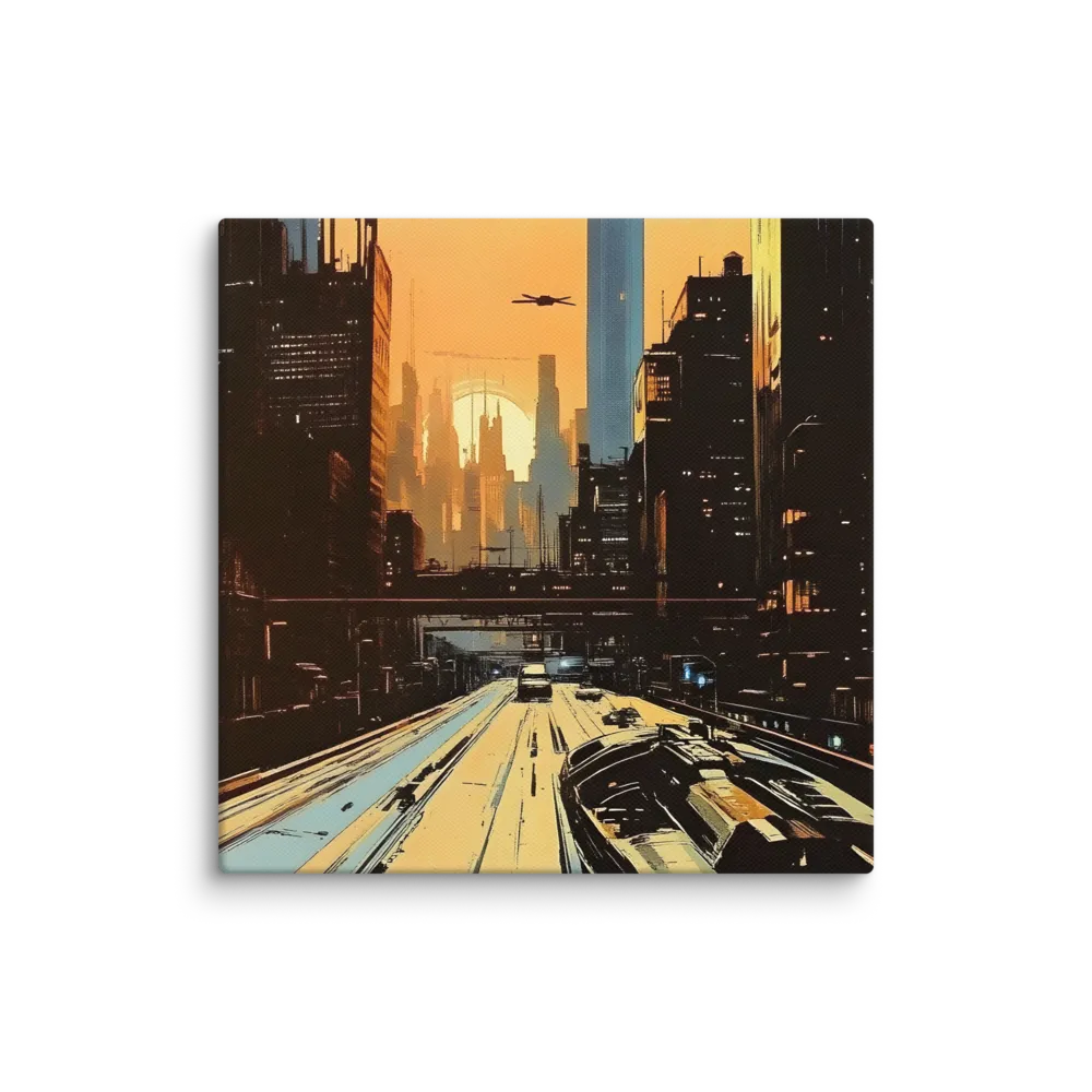 Metro Nexus: A Futuristic Cityscape | Canvas | 14″×14″