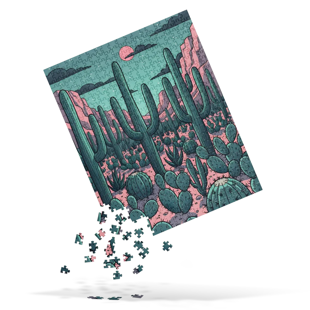 Moonlit Cactus Desert 
 Jigsaw Puzzle