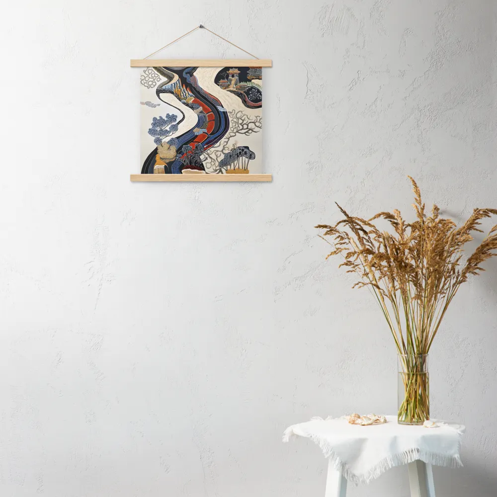 Flow of Tranquility | Poster With Oak Wood Hanger | 14″×14″