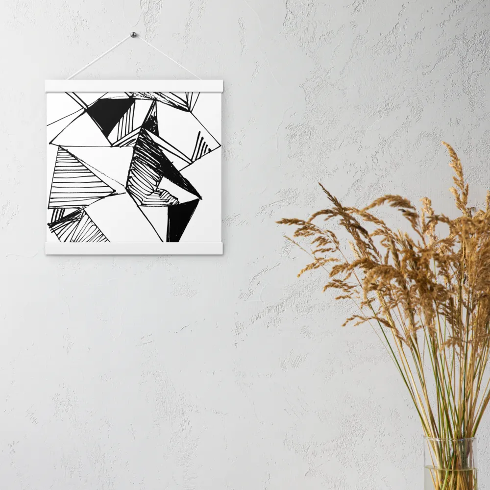 Dynamic Geometry in Ink | Poster With White Wood Hanger | 12″×12″