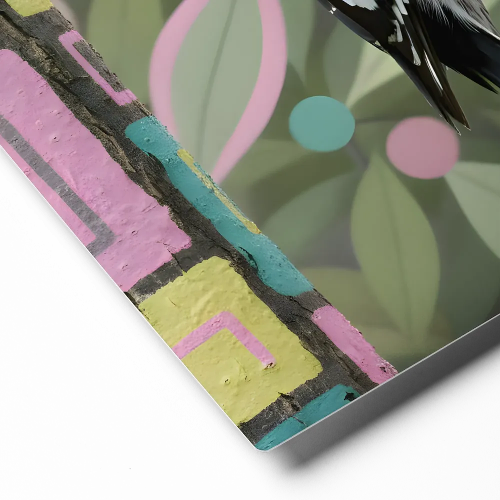 Woodpecker on Painted Tree 
 Metal Print | 12″x 12″