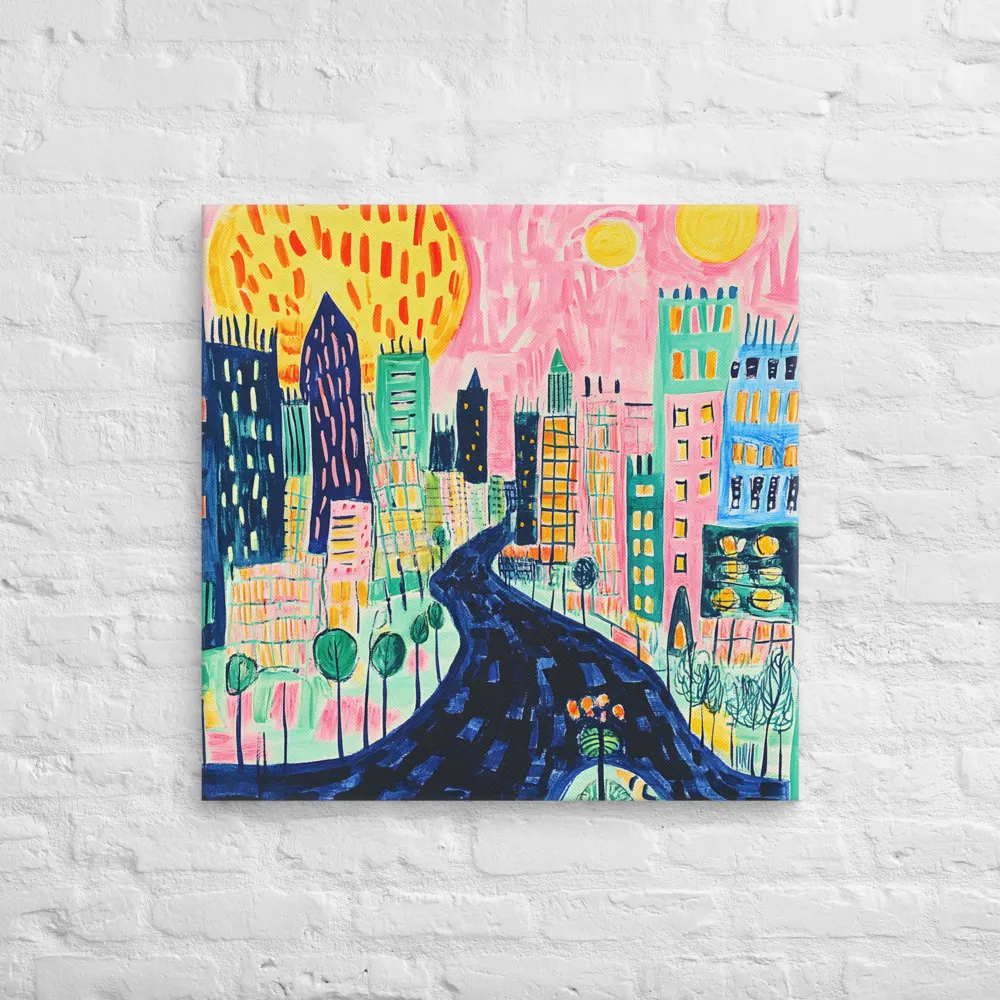 Whimsical Cityscape | Canvas | 28″×28″