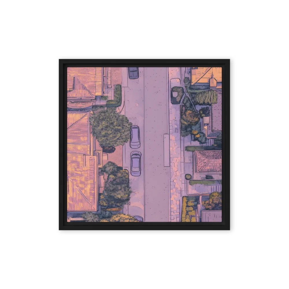 Aerial Serenity: Suburban Oasis | Canvas with Black Frame | 16″×16″