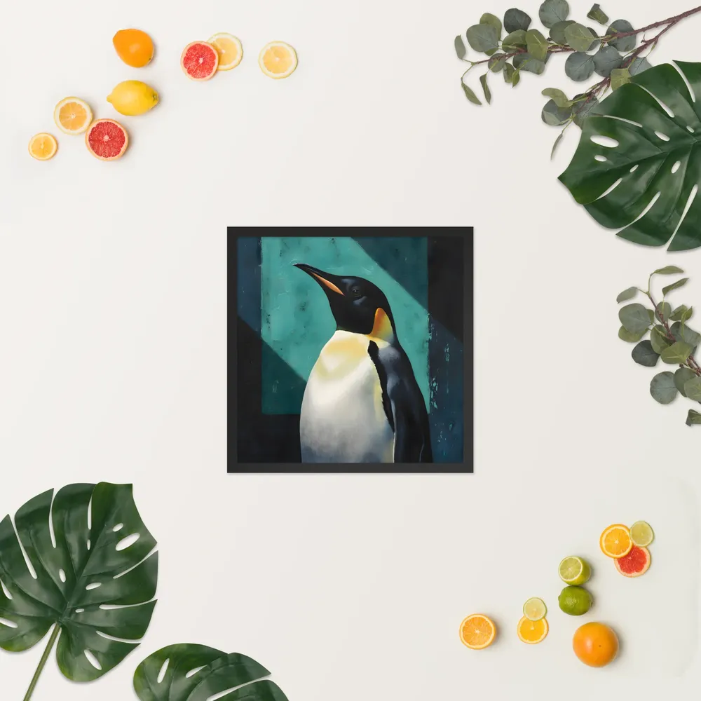 Regal Penguin 
 Poster with Black Frame | 18″x 18″