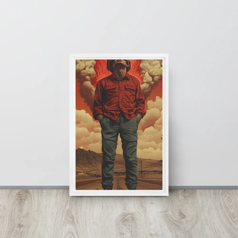 Defiant Spirit in a Surreal Landscape | Canvas with White Frame | 12″×18″