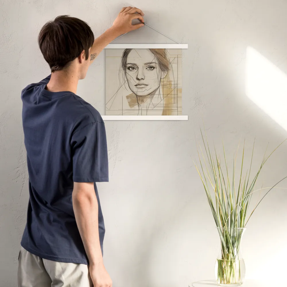 Geometric Elegance: A Modern Portrait | Poster With White Wood Hanger | 14″×14″