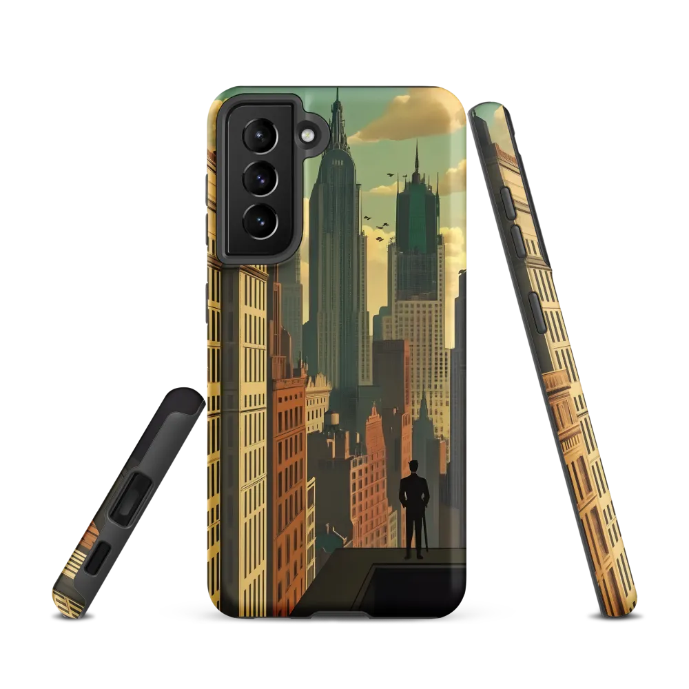 Urban Dreams: A Silhouette in Art Deco Cityscape