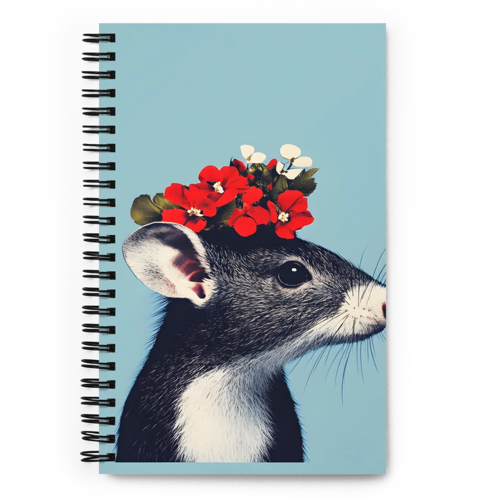 Whimsical Flora: A Mouse's Floral Crown | Spiral Notebook