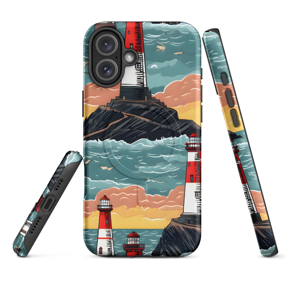Lighthouses in a Whimsical Ocean | Phone Case |  16 Plus | MagSafe® Tough Case | Matte