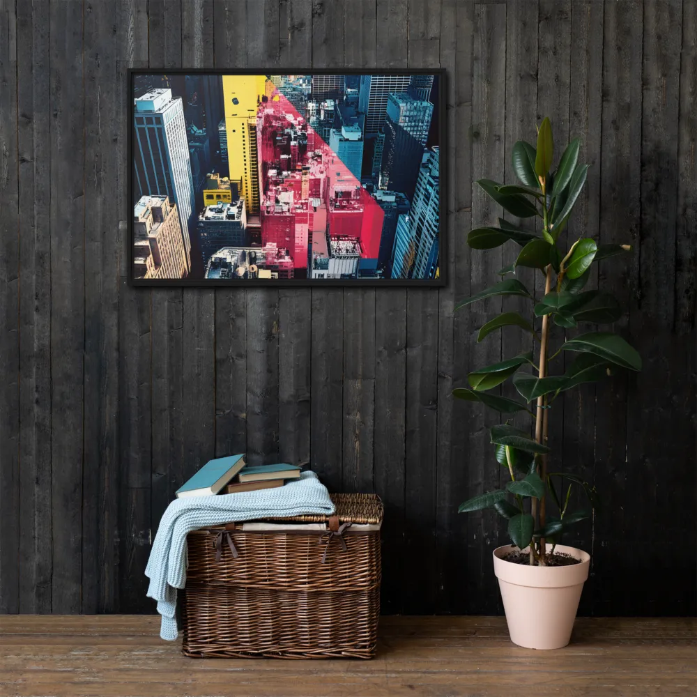 Dynamic Urban Symphony | Canvas with Black Frame | 24″×36″
