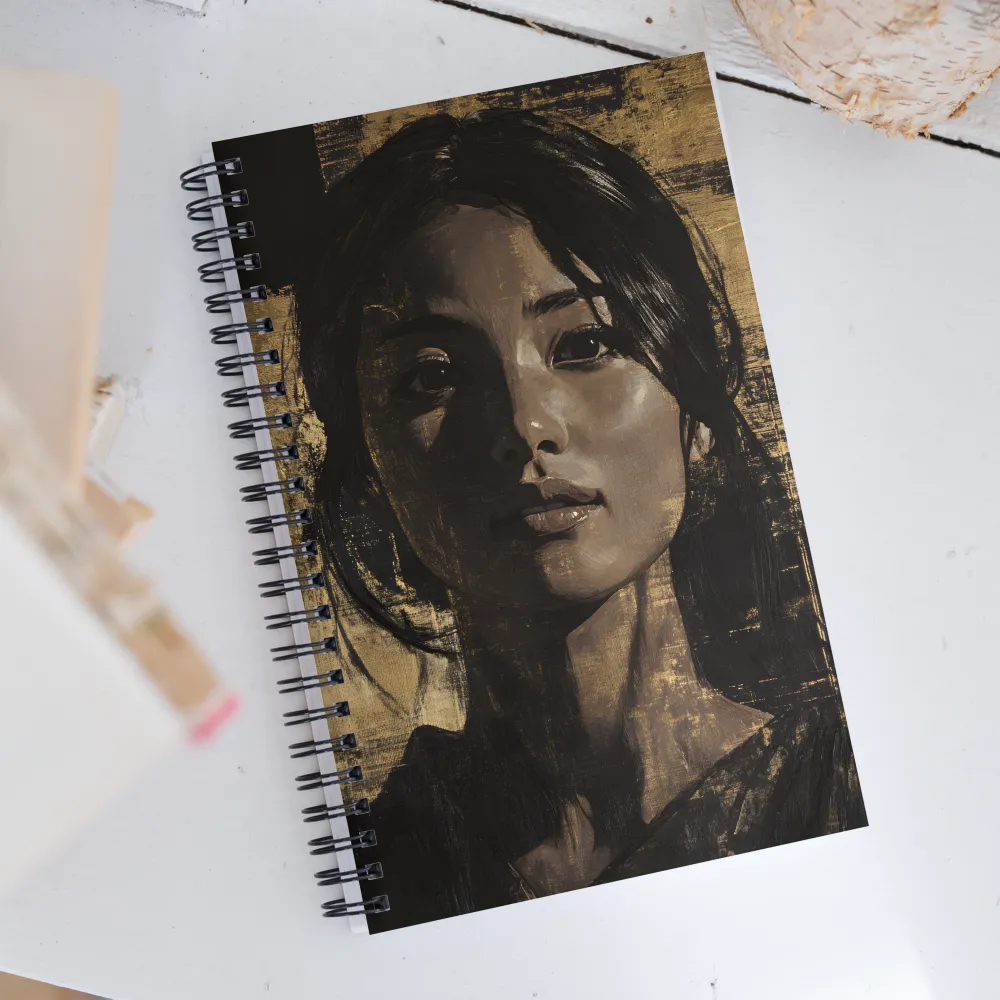 Golden Gaze: A Contemporary Portrait | Spiral Notebook