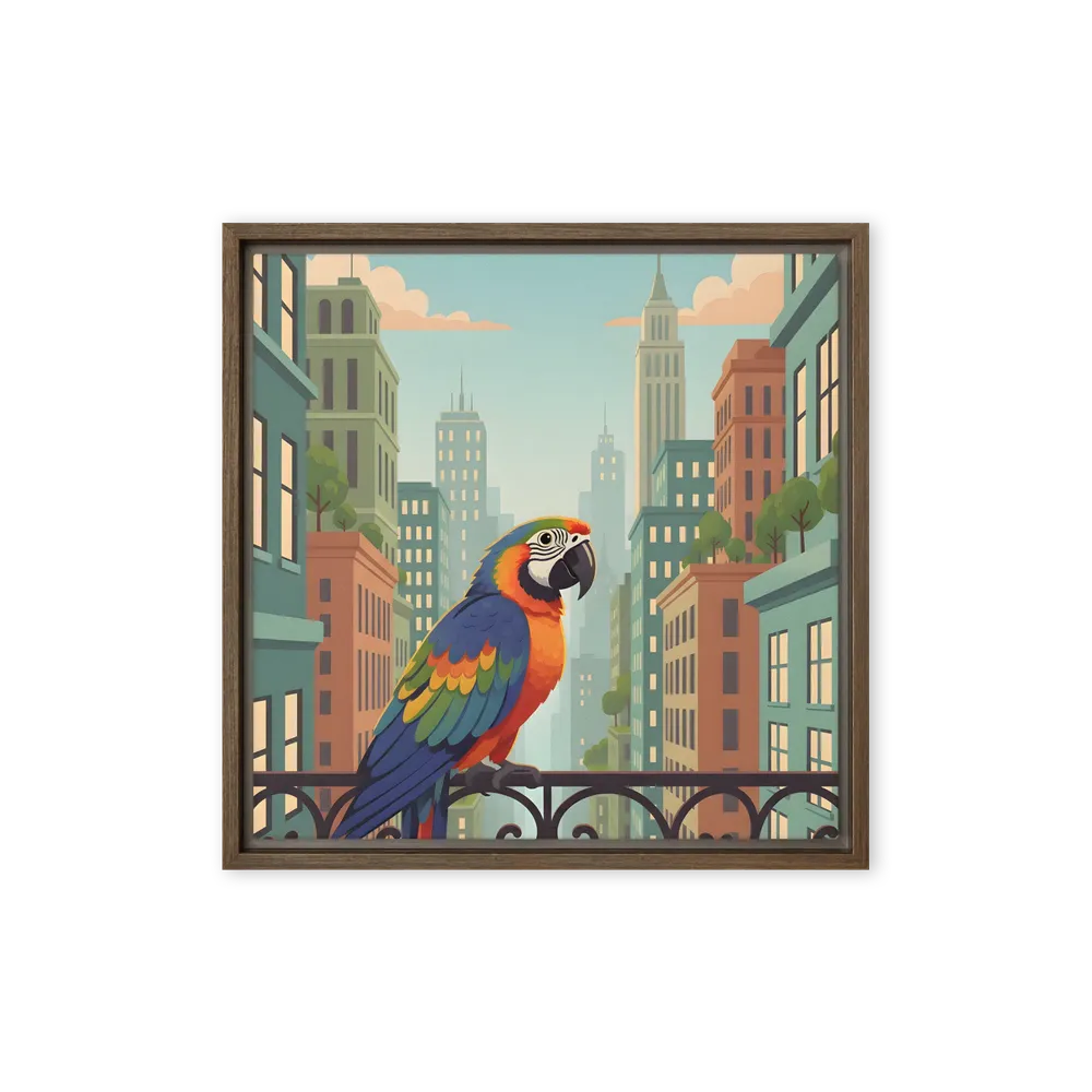 Urban Parrot 
 Canvas with Brown Frame