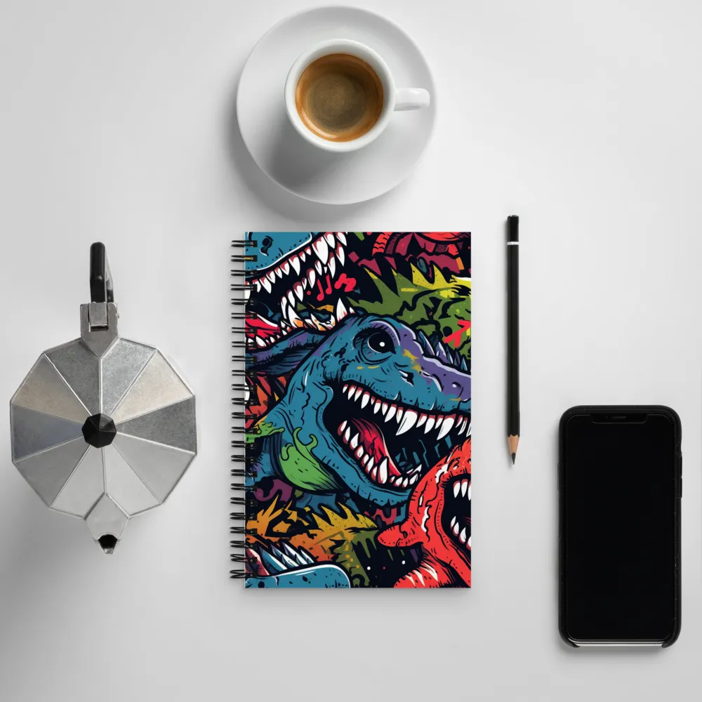 Dino Mania: A Colorful Frenzy | Spiral Notebook