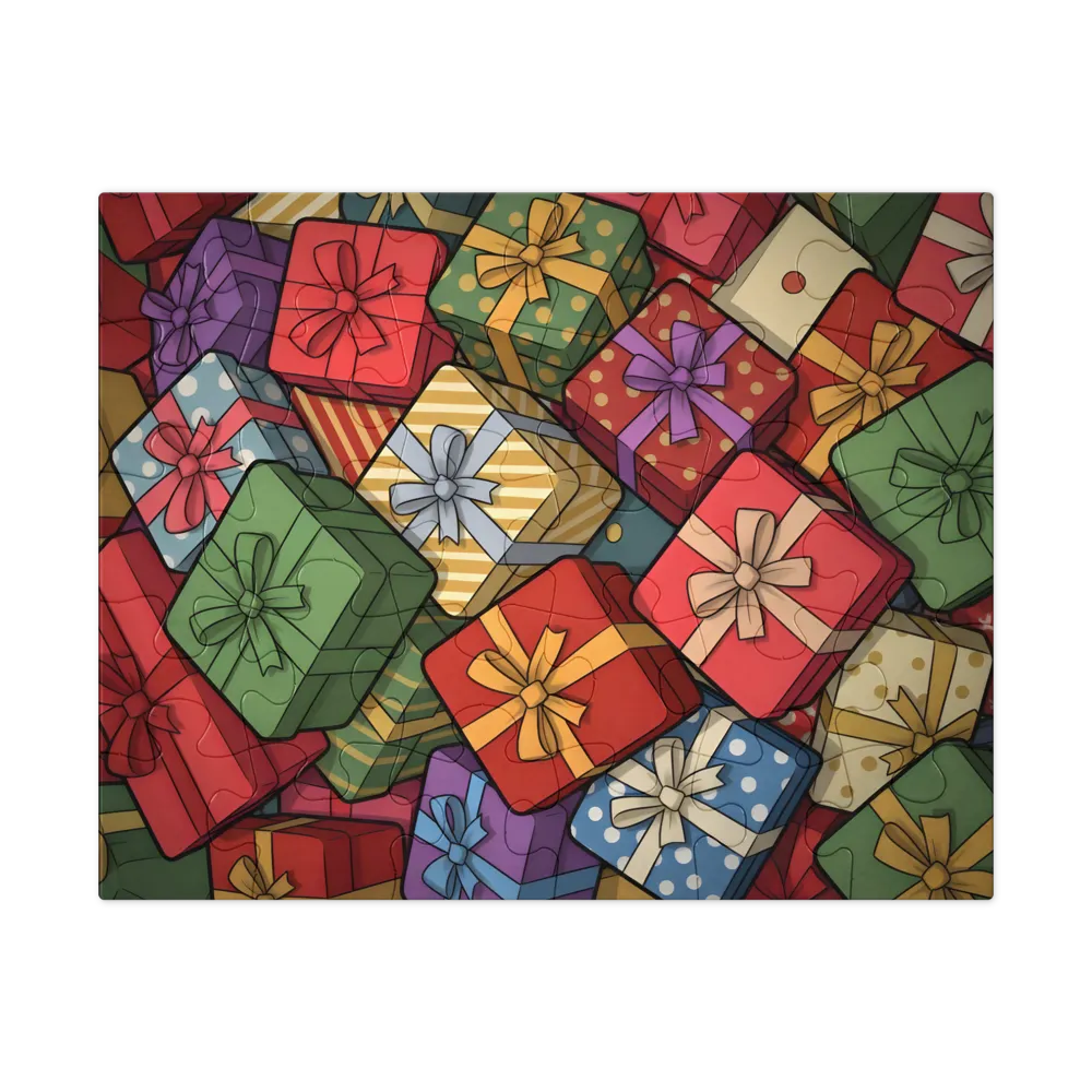 Pile of Wrapped Presents 
 Jigsaw Puzzle in Tin Box