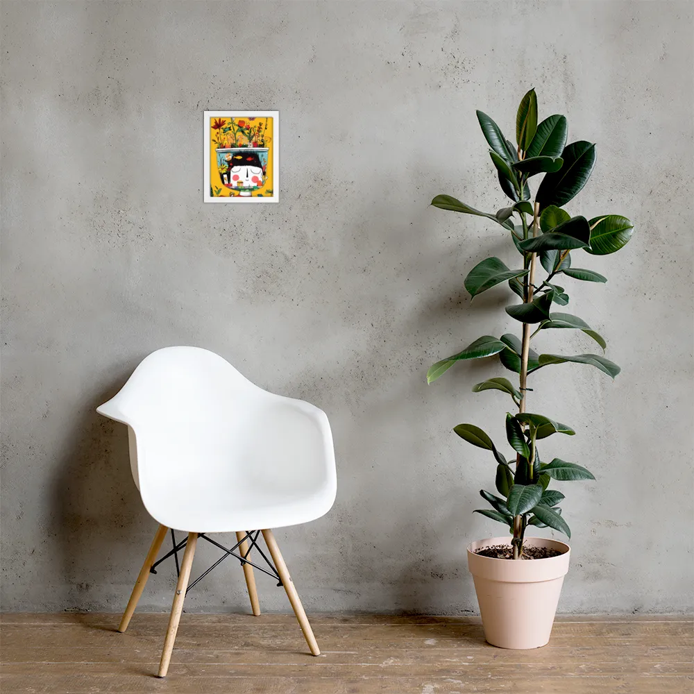 Whimsical Garden Head | Poster with White Frame | 8″×10″