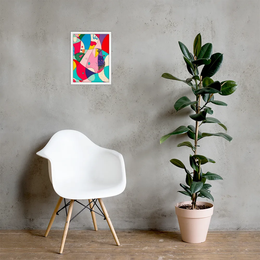 Playful Geometry in Color | Poster with White Frame | 12″×16″