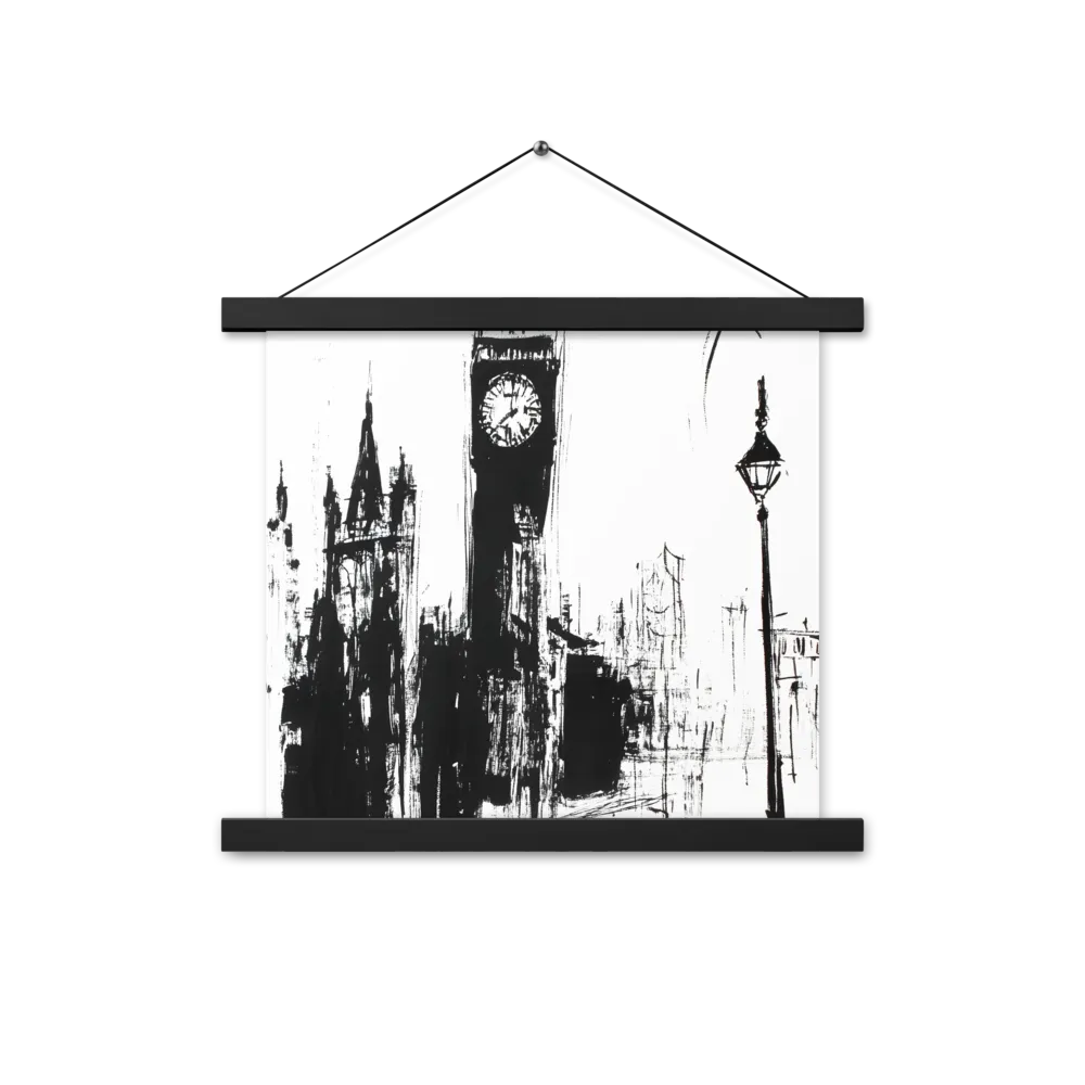 Clock Tower in Motion | Poster With Black Wood Hanger | 14″×14″