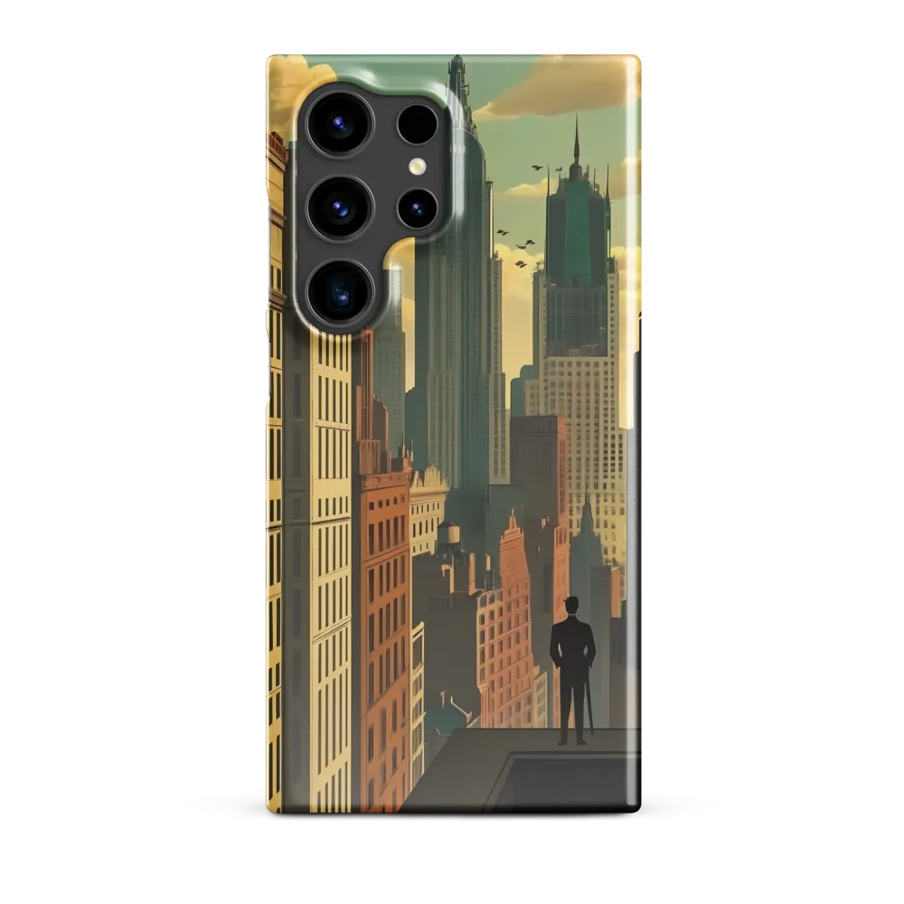 Urban Dreams: A Silhouette in Art Deco Cityscape