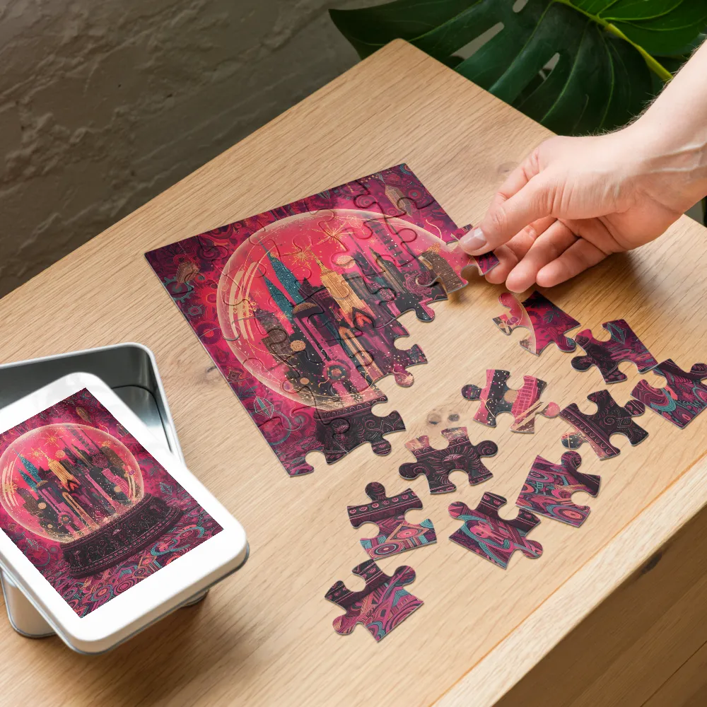 Enchanted City Globe 
 Jigsaw Puzzle in Tin Box