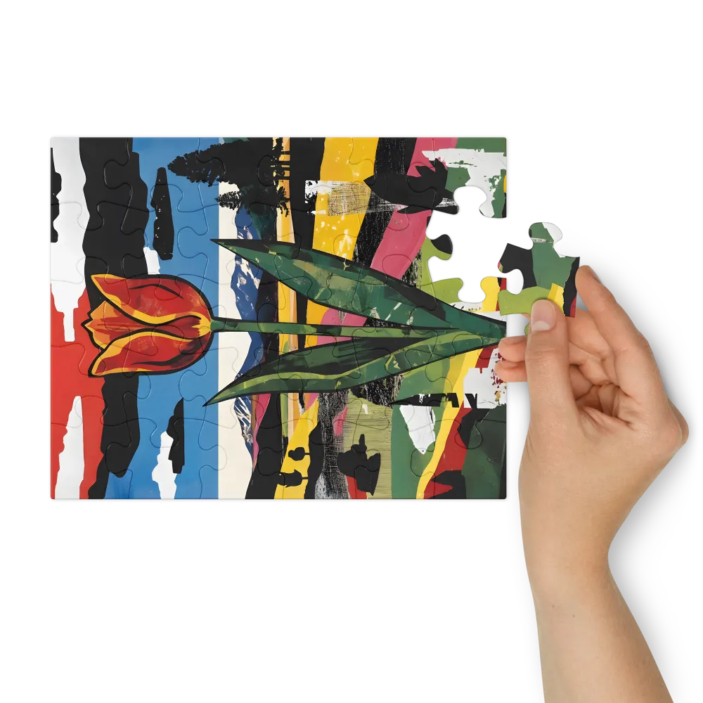 Tulip Over Valley 
 Jigsaw Puzzle in Tin Box