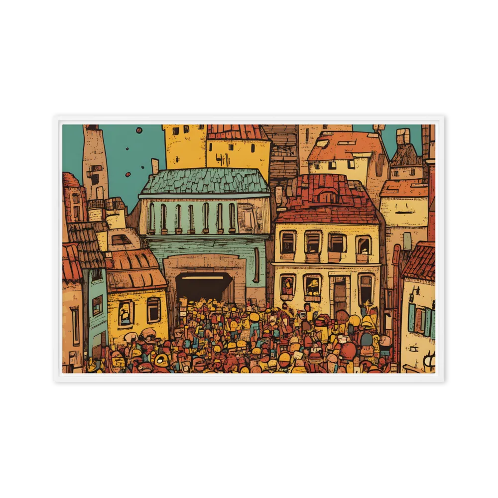 The Quirky City Gathering | Canvas with White Frame | 24″×36″