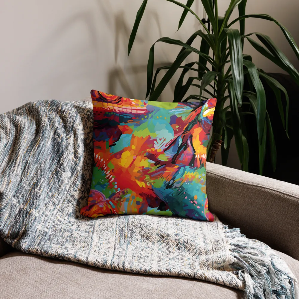 Colorful Lizard: An Abstract Adventure | Pillow | 18″×18″