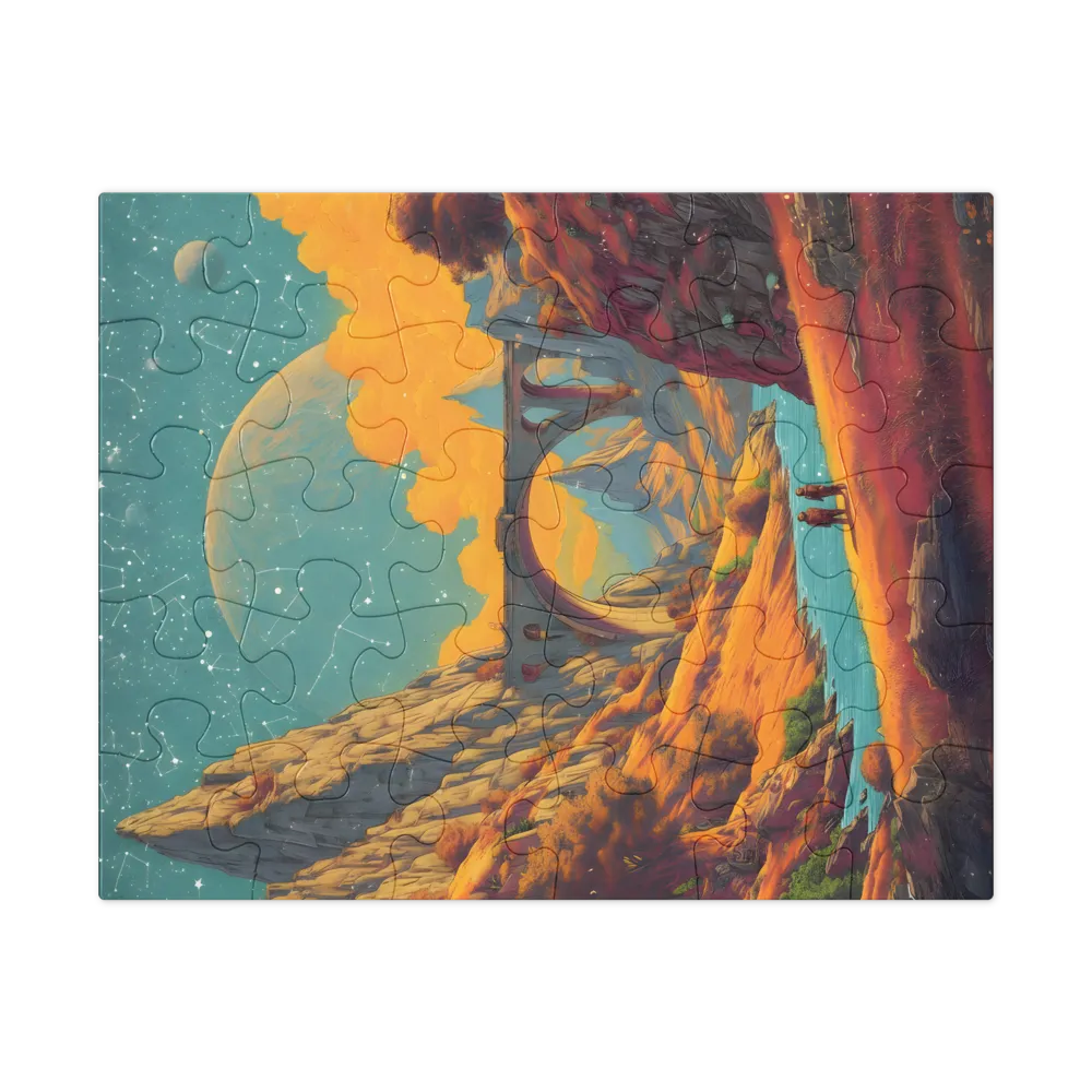 Bridge Under a Teal Sky 
 Jigsaw Puzzle in Tin Box