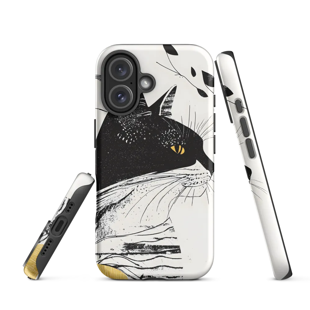 Whiskered Elegance: A Minimalist Cat Profile | Phone Case