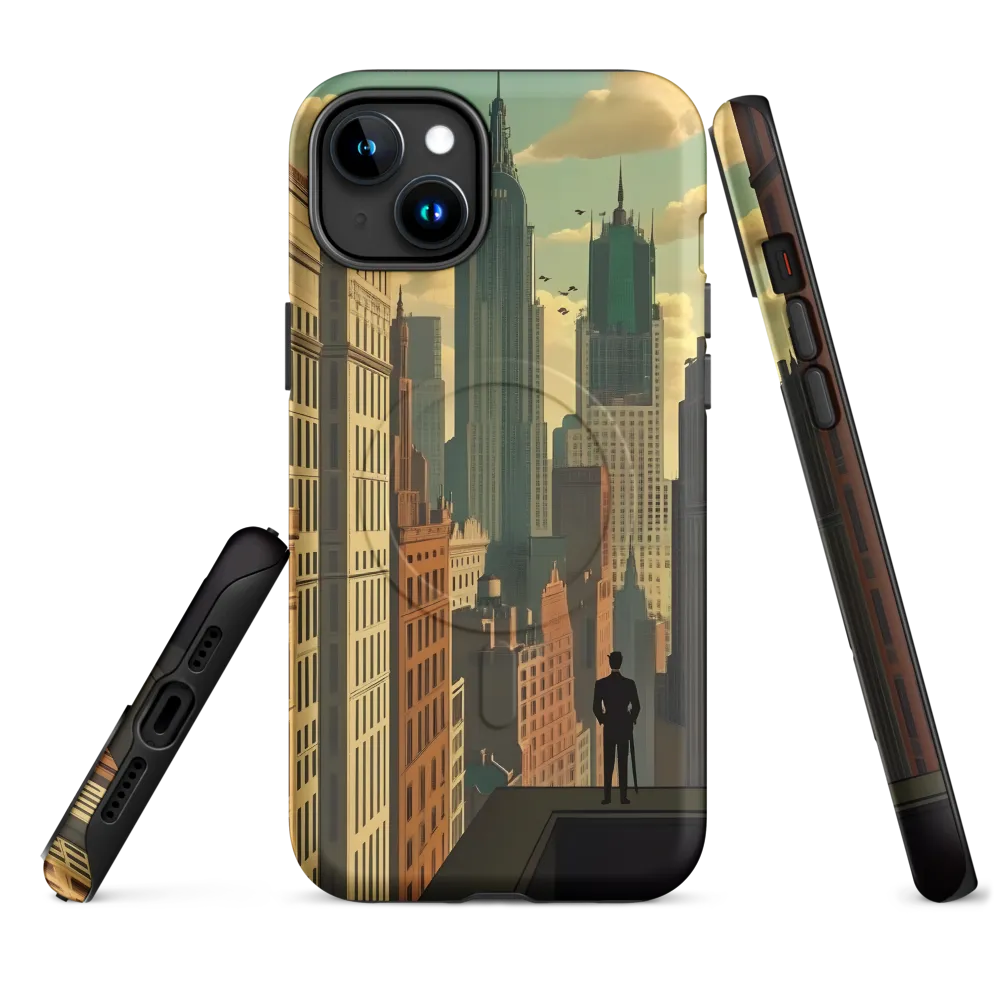 Urban Dreams: A Silhouette in Art Deco Cityscape