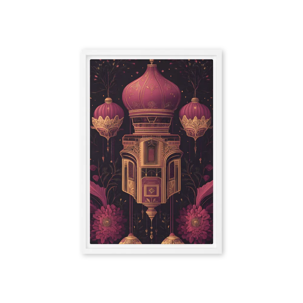 Ornate Harmony: A Digital Floral Architecture | Canvas with White Frame | 12″×18″
