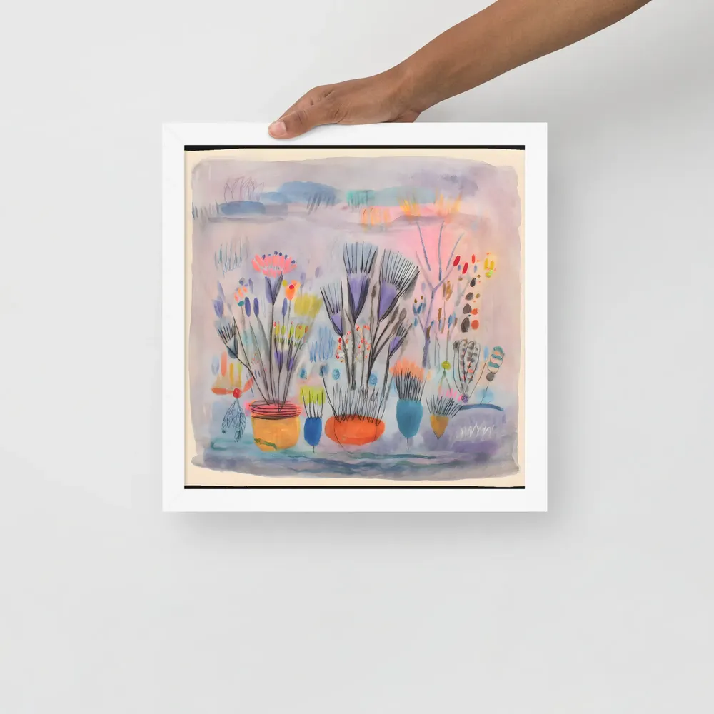 Dreamy Botanical Study 
 Poster with White Frame | 14″x 14″