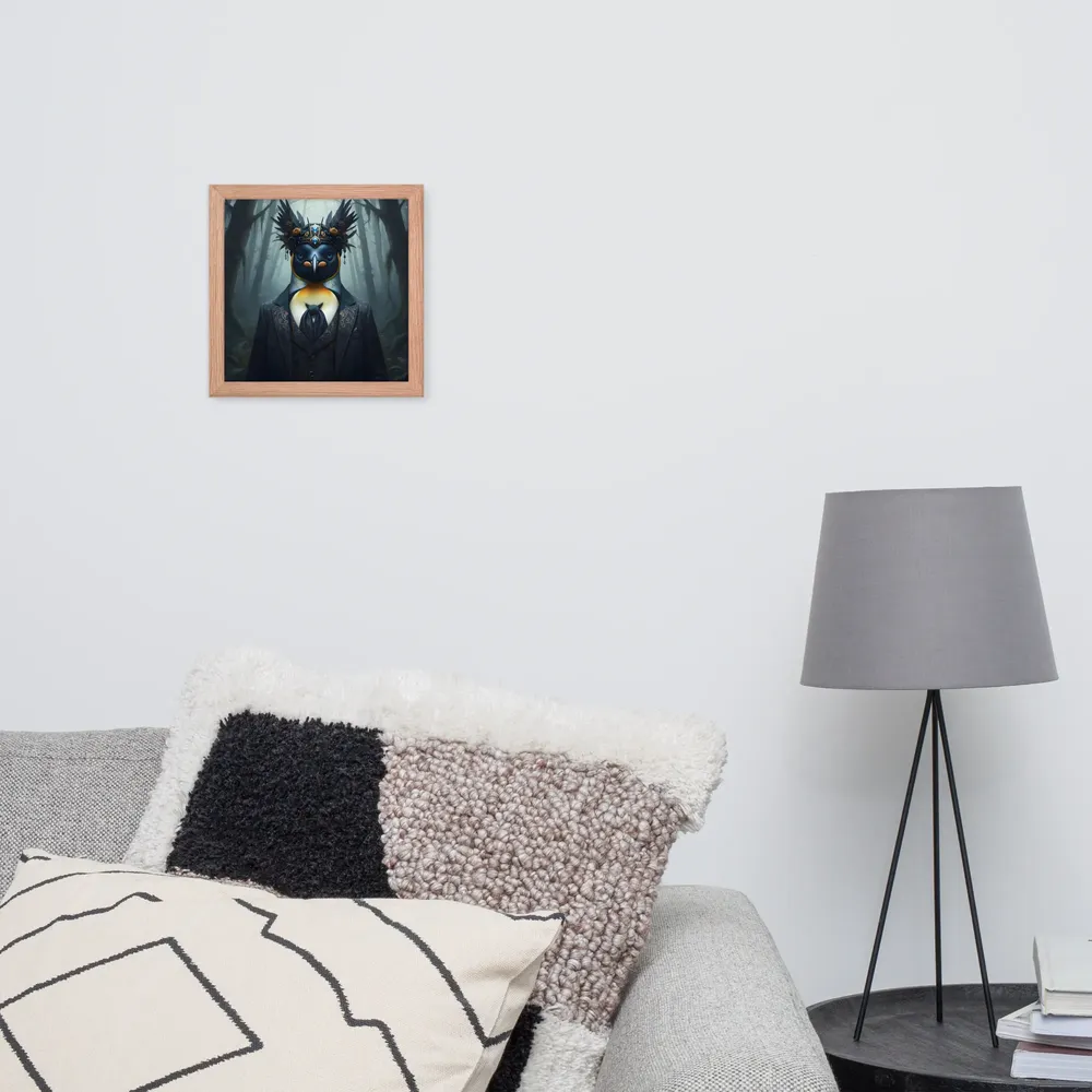 Regal Penguin 
 Poster with Red oak Frame | 10″x 10″