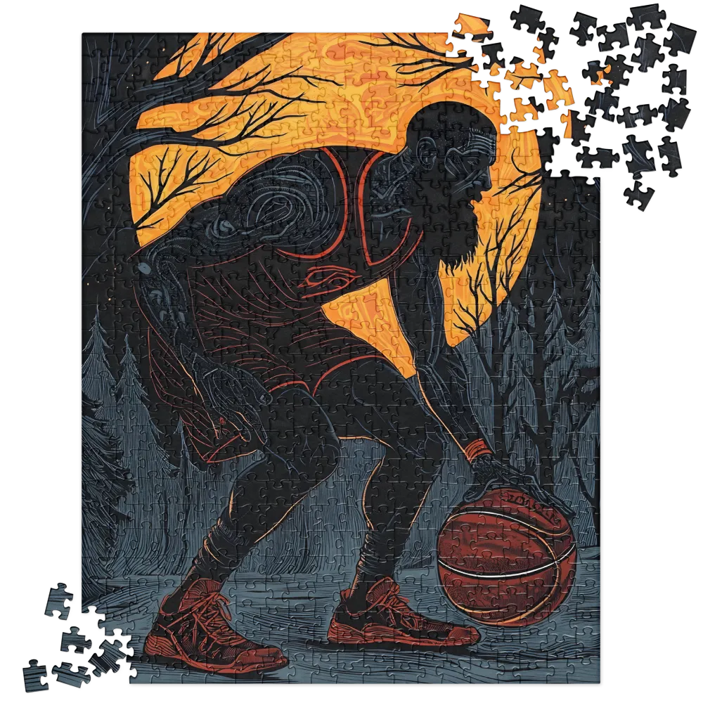 Under the Moonlight: A Basketball Player's Dance | Jigsaw Puzzle | 520 pieces