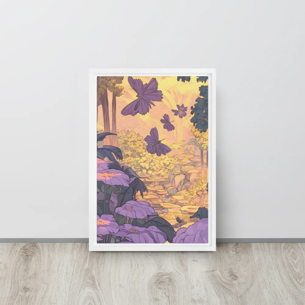 A Serene Dance of Butterflies | Canvas with White Frame | 12″×18″