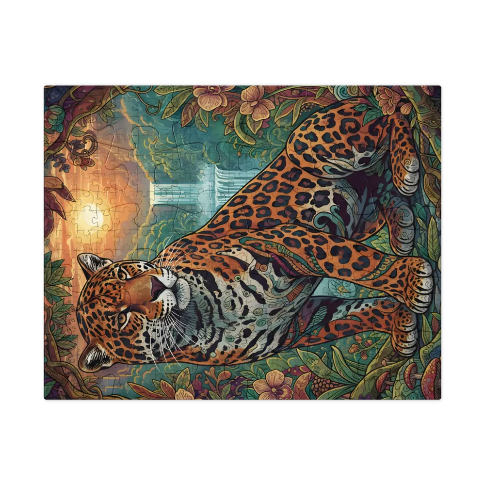 Jaguar at Sunset 
 Jigsaw Puzzle in Tin Box