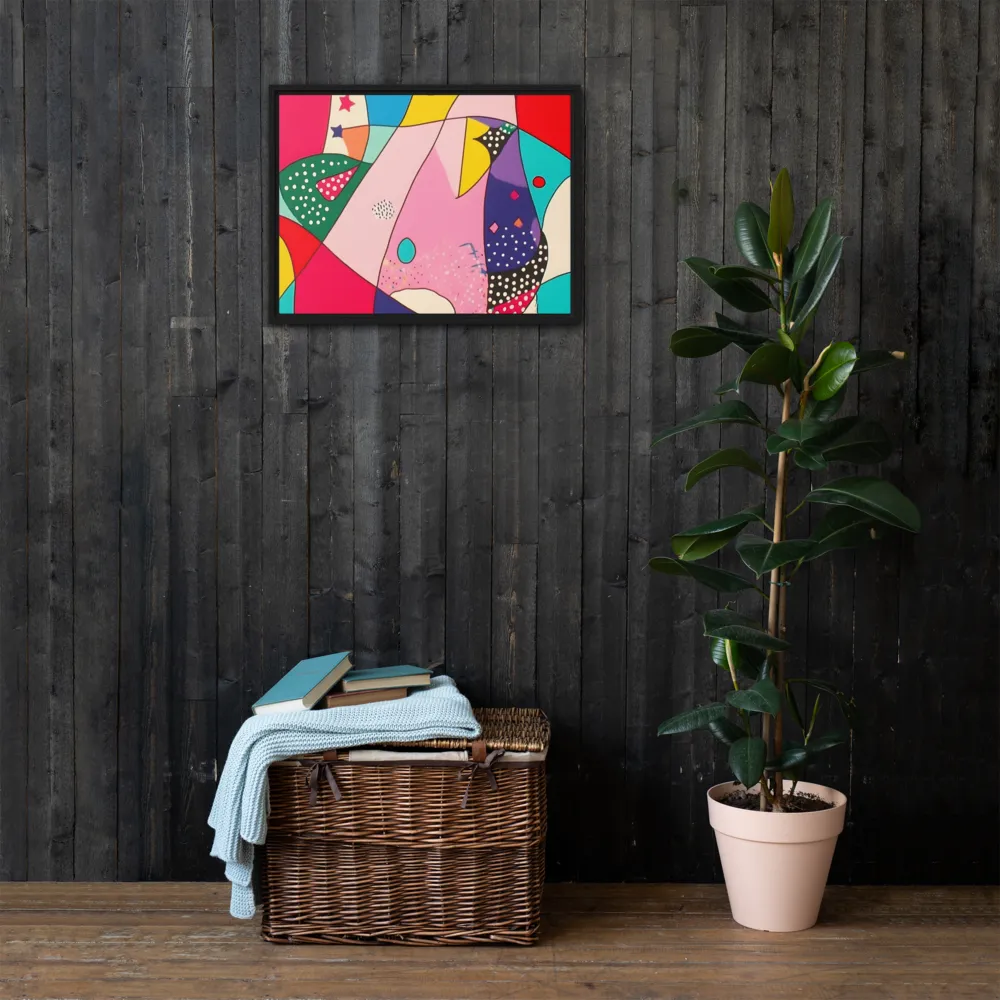 Playful Geometry in Color | Canvas with Black Frame | 18″×24″