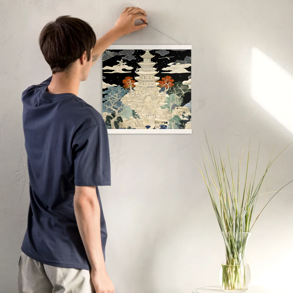 Whispers of the Pagoda | Poster With White Wood Hanger | 16″×16″