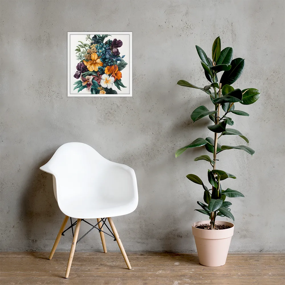 Floral Symphony | Poster with White Frame | 18″×18″