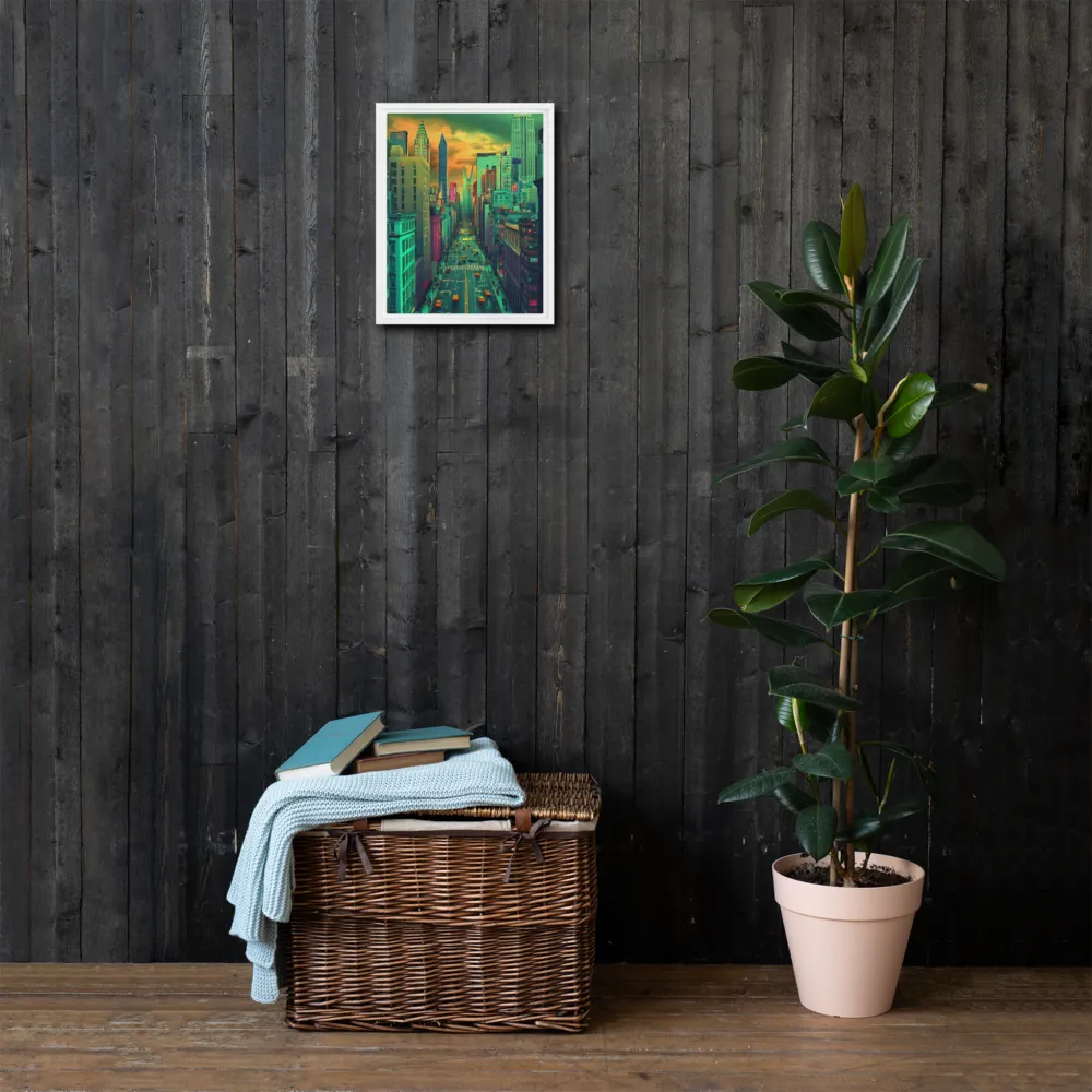 Urban Surrealism: Neon Dreams | Canvas with White Frame | 11″×14″