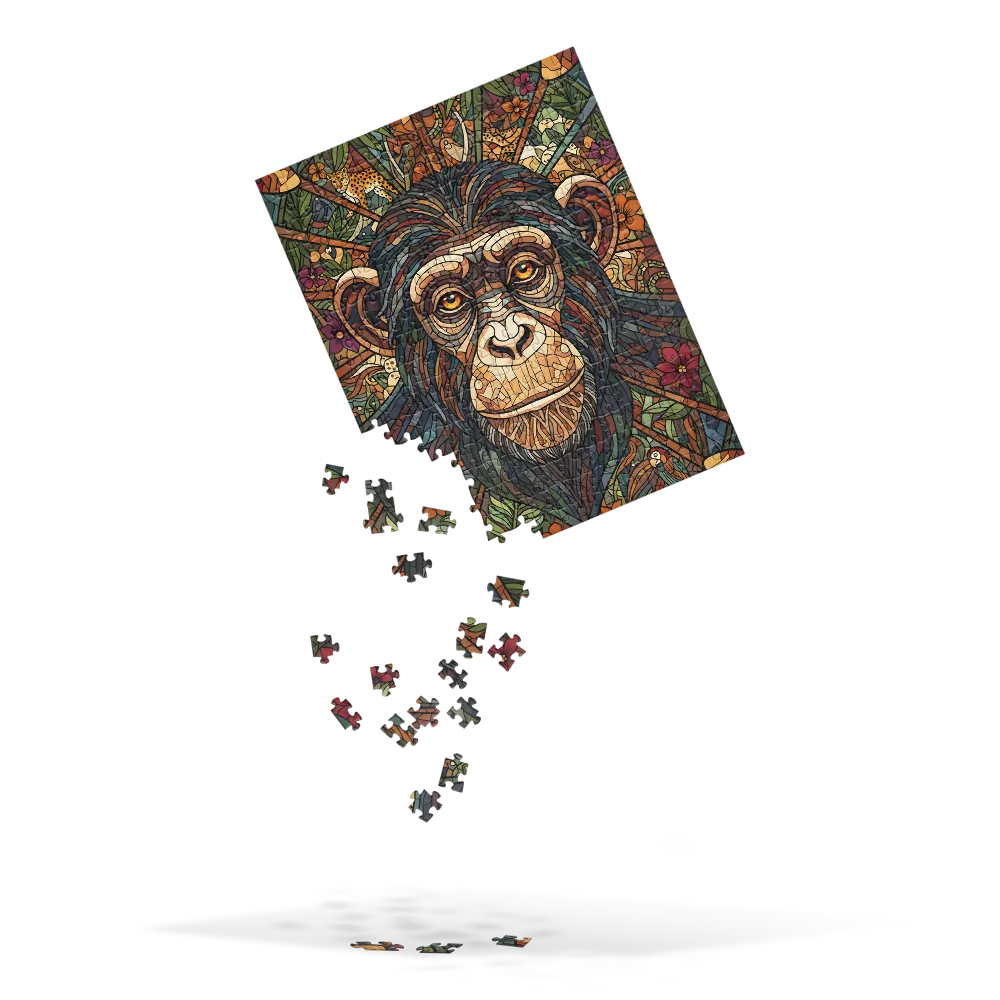 Stained-Glass Chimp 
 Jigsaw Puzzle