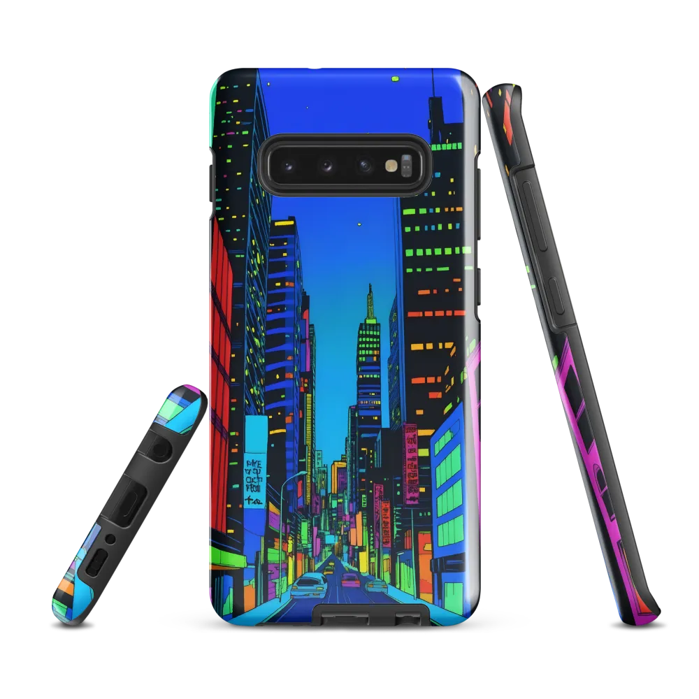 Neon Dreamscape: A Futuristic City at Dusk | Phone Case |  S10 Plus | Tough Case | Glossy