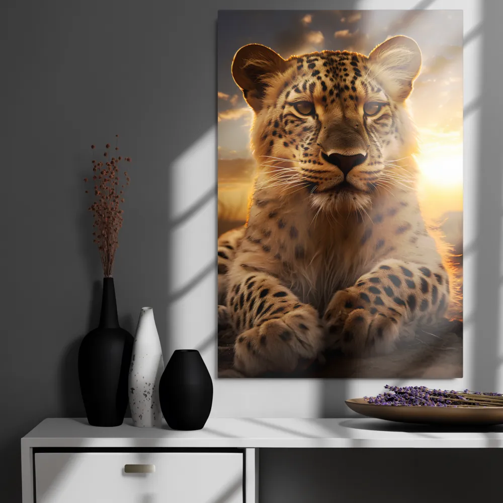 Regal Presence: The Leopard at Sunset | Metal Print | 24″×36″