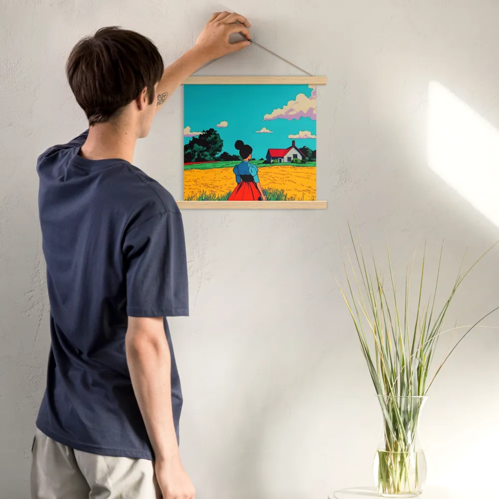 Whispers of a Sunlit Meadow | Poster With Oak Wood Hanger | 14″×14″
