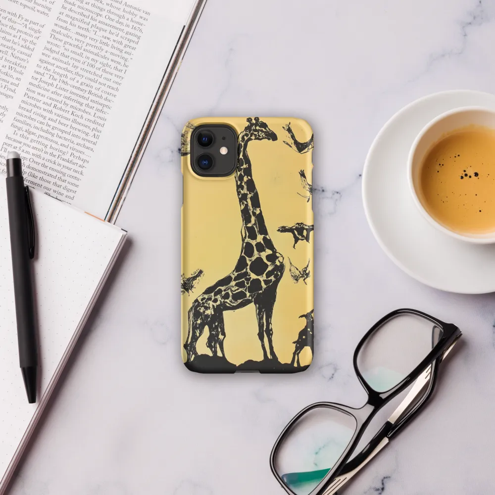 Whimsical Harmony of Giraffe and Birds
