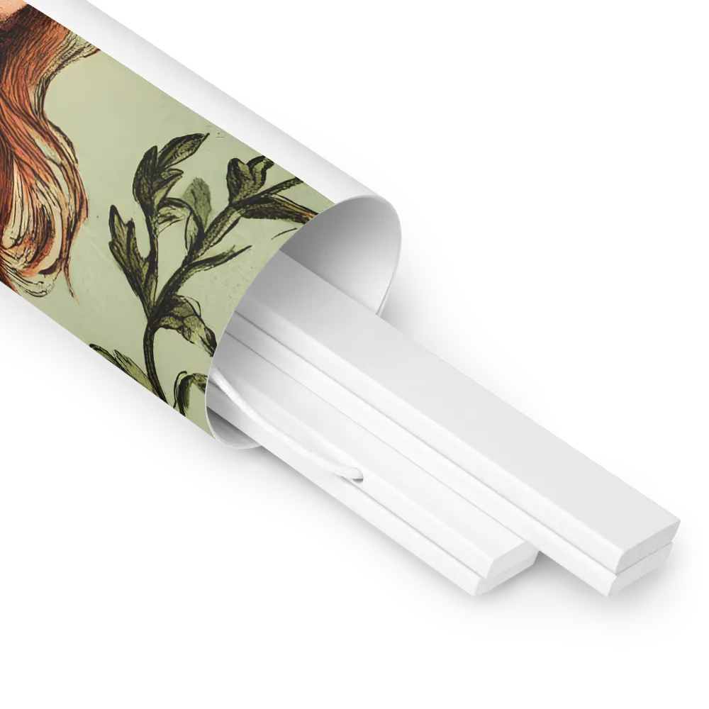 Whimsical Portrait of a Flower-Adorned Girl | Poster With White Wood Hanger | 18″×24″