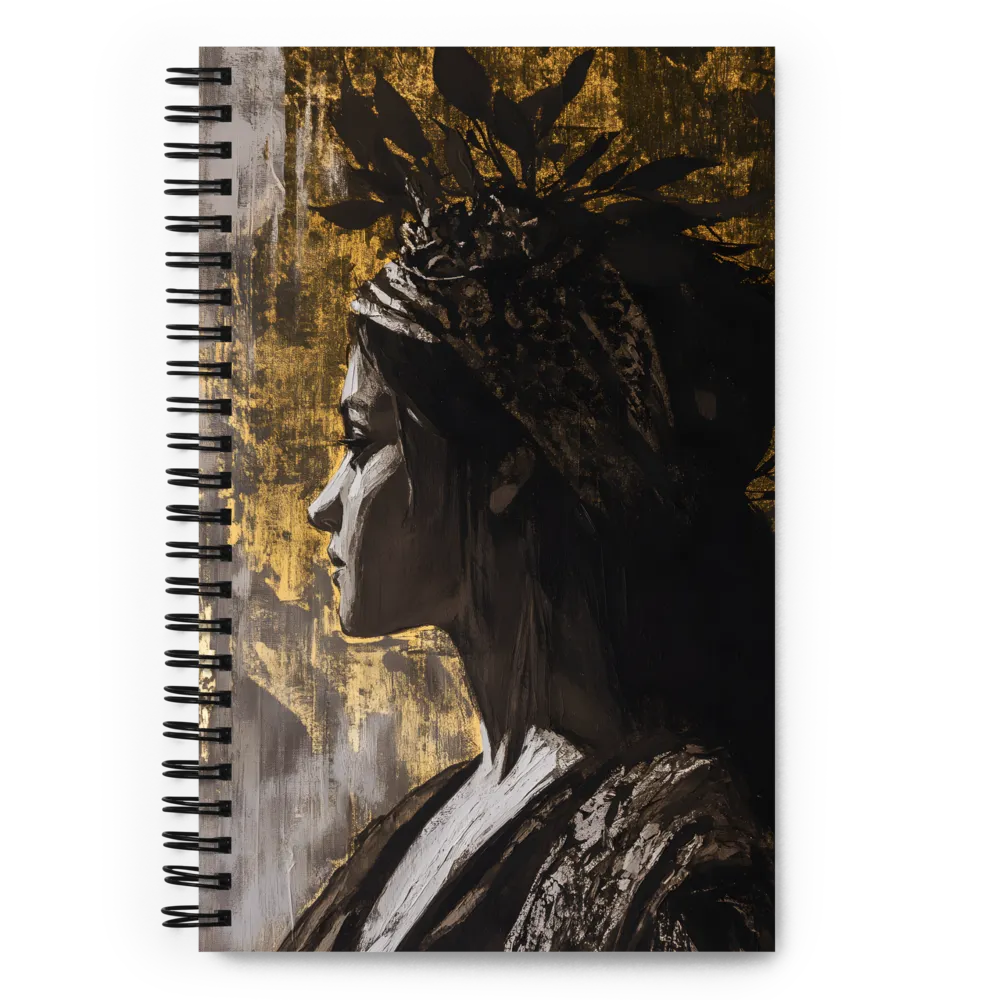 Golden Elegance: A Modern Profile Portrait | Spiral Notebook